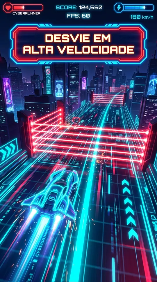 Desvie em alta velocidade: a nave neon cruza barreiras laser
