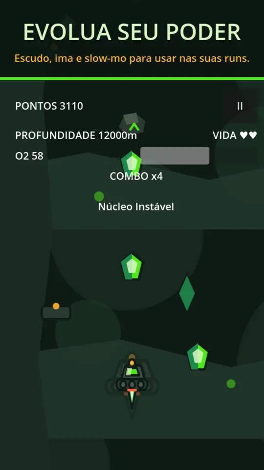 Evolua seu poder: escudo, ímã e câmera lenta