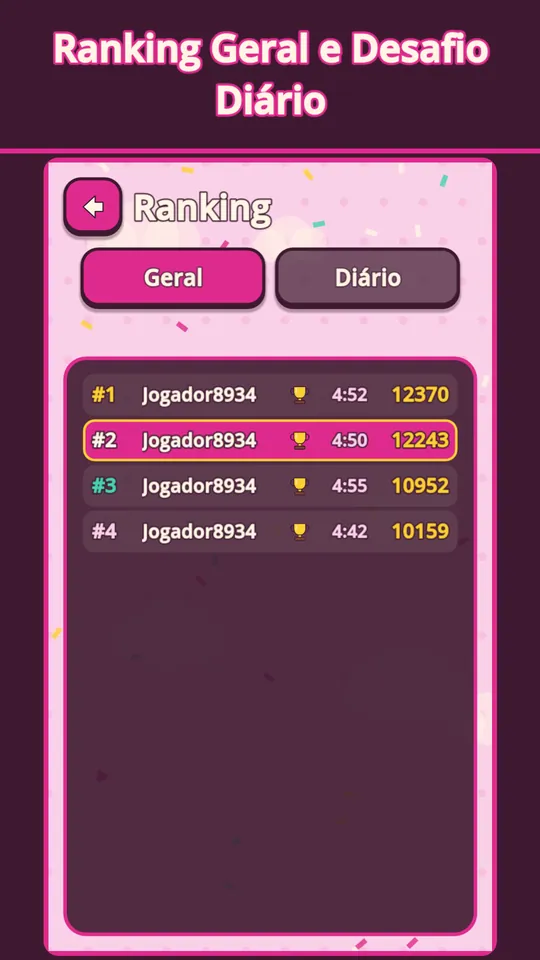 Ranking Geral e Desafio Diário